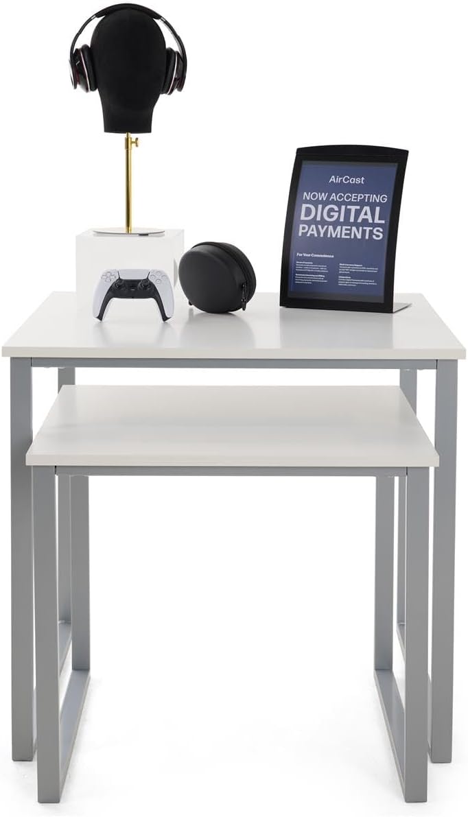 Displays2go Square Nesting Tables, Set of 2 Sizes | Commercial Grade Powder C...
