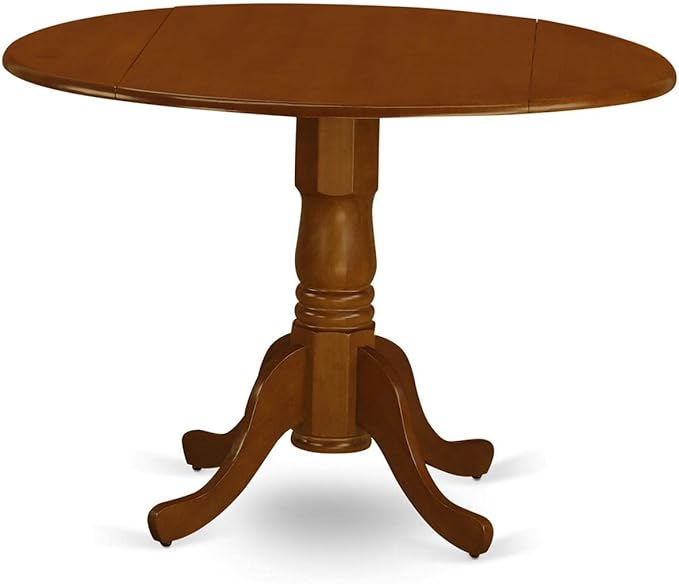 East West Furniture DLAV5-BCH-LC 5 Piece Dinette Set for 4 Includes a Round Dining Room Table with Dropleaf and 4 Faux Leather Kitchen Dining Chairs, 42x42 Inch, Black & Cherry