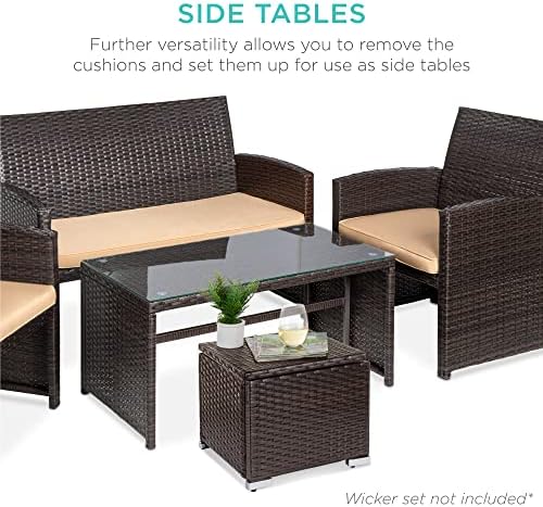 Best Choice Products Set of 2 Wicker Ottomans, Multipurpose Outdoor Furniture...