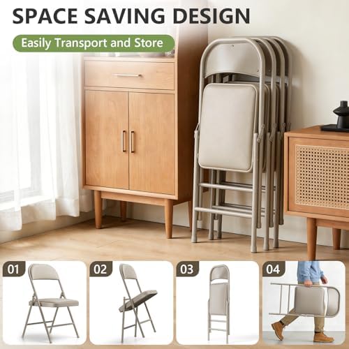 Folding Table and Chairs Set for 4, 4FT Adjustable Height Plastic Folding Tab...