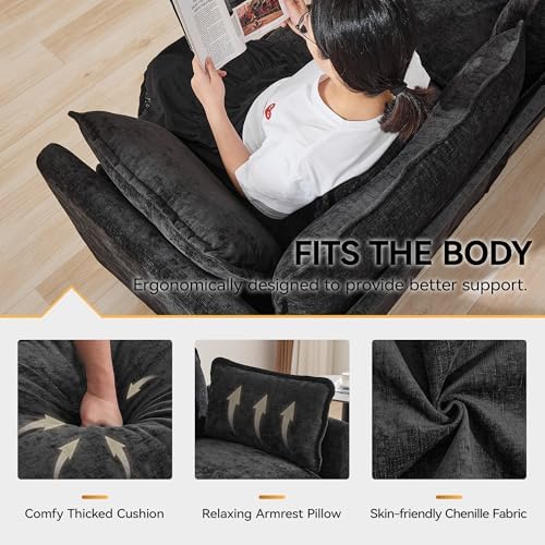 111'' Sectional Cloud Deep Seat Couch, Modern Comfy Chenille L Shaped...