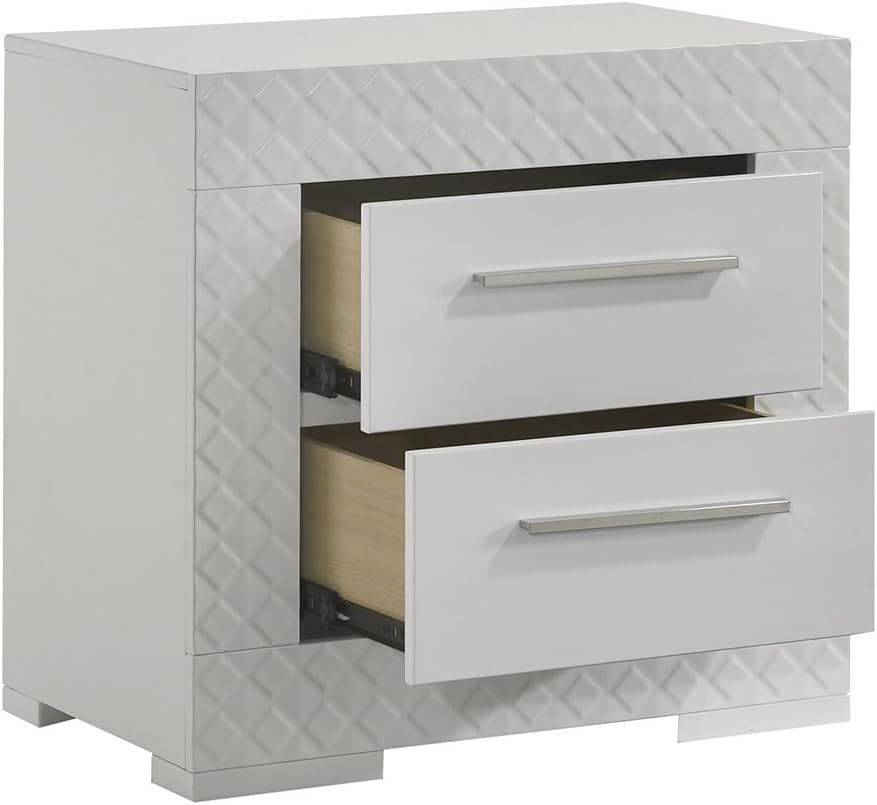 Modern Style 2-Drawer Night Stand Made with in White,for Small Spaces