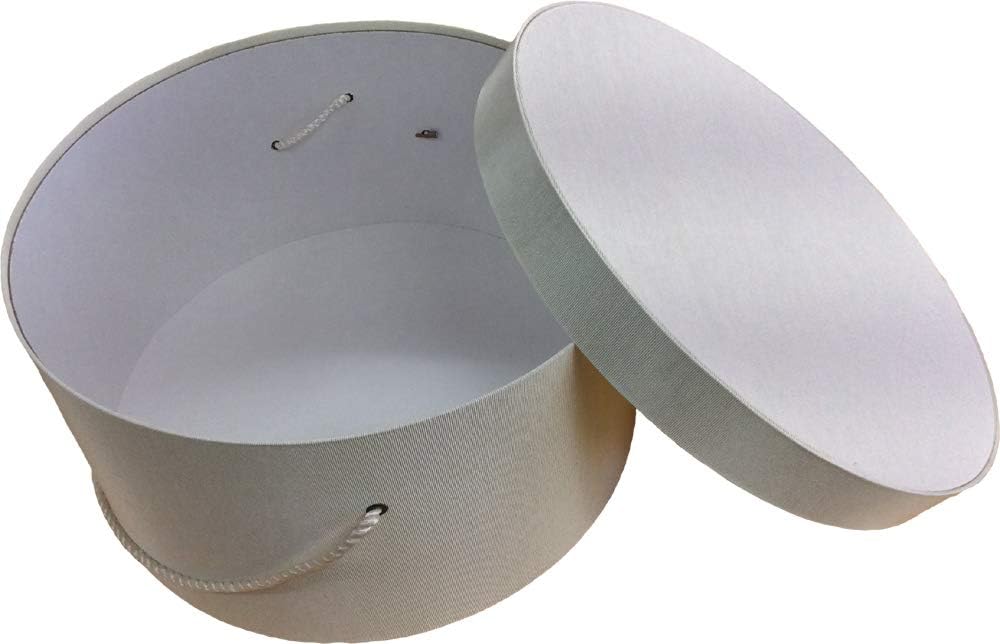 Sarah's Hat Boxes Classic Ivory Hat Box – 11" x 5.5" (Dia. x Ht.) Handmade in USA – Odorless Non-Toxic Adhesive, Cording Handle – Premium Storage for Hats & Accessories