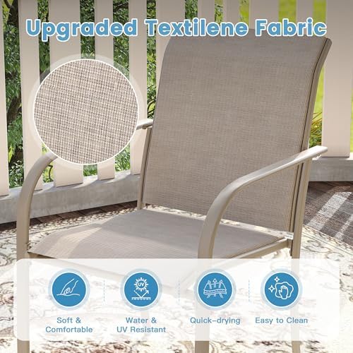 DIFY 7 Pieces Outdoor Patio Dining Set for 6, 47.2" Sandshell Round Dini...