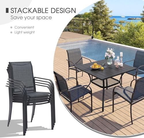 VICLLAX 5 Pieces Patio Dining Set, Outdoor Furniture Set Includes 1 Square Ou...