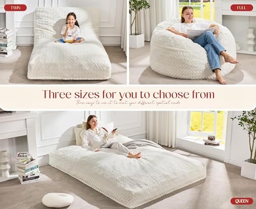 Hobestluk Bean Bag Chair Convertible 3 in 1 Beanbag Washable Giant Adult | La...