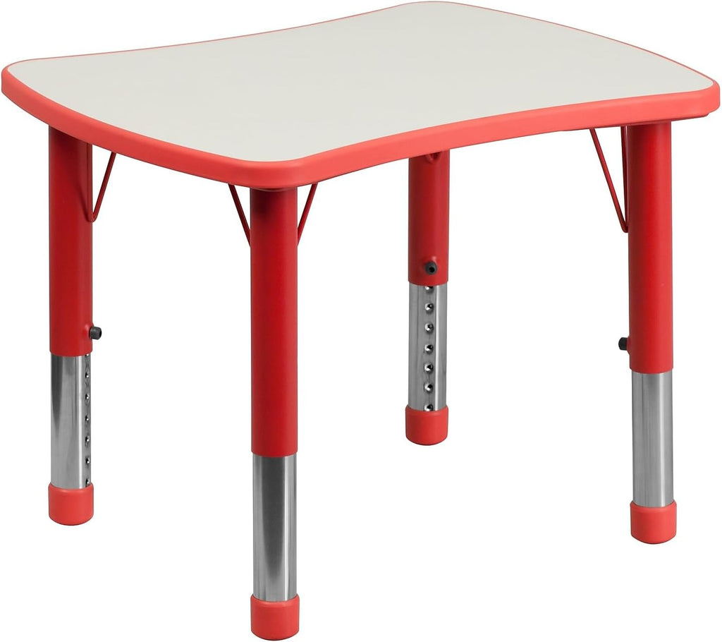 Flash Furniture 26.5x21.75 in Plastic Activity Table, Red/Gray | Table Only, Adjustable, Plastic, Durable Construction, Commercial Use
