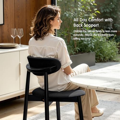 CHUN YI Dining Chairs Set of 4, Upholstered Solid Wood Dining Room Chairs, Mi...
