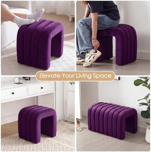 ONEVOG Velvet Pouf Ottomans, Small Ottoman Foot Rest for Couch, 18 Inch Cute ...
