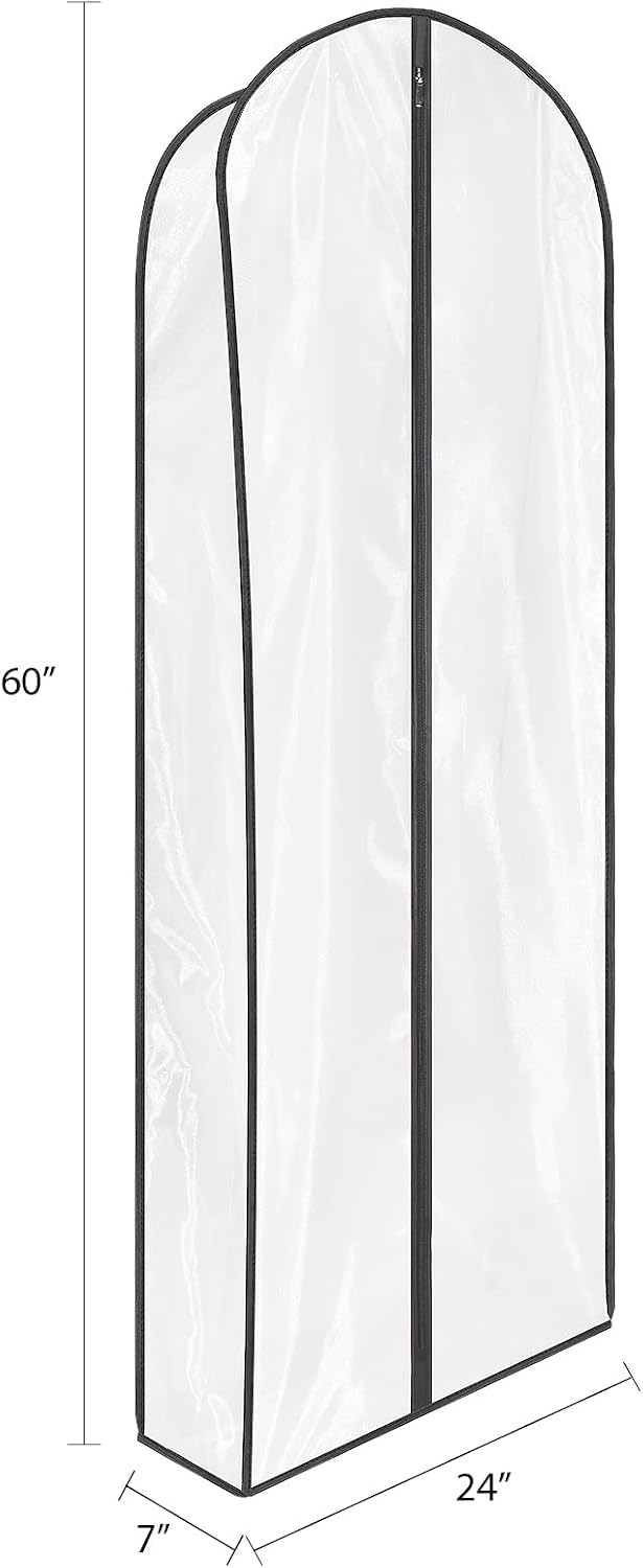 Zilink Fur Coat Storage Bags Dress Bags for Gowns Long 60 in, 2 Pack | 7 in Gussted, Wrinkle Free, Breathable, Dust Covers for Hanging Clothes for Leather Jacket Fur Coat Puffy Dress Storage