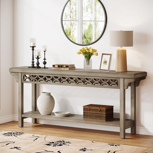 Tribesigns 70.8-Inch Solid Wood Long Console Table, Farmhouse Entryway Table ...