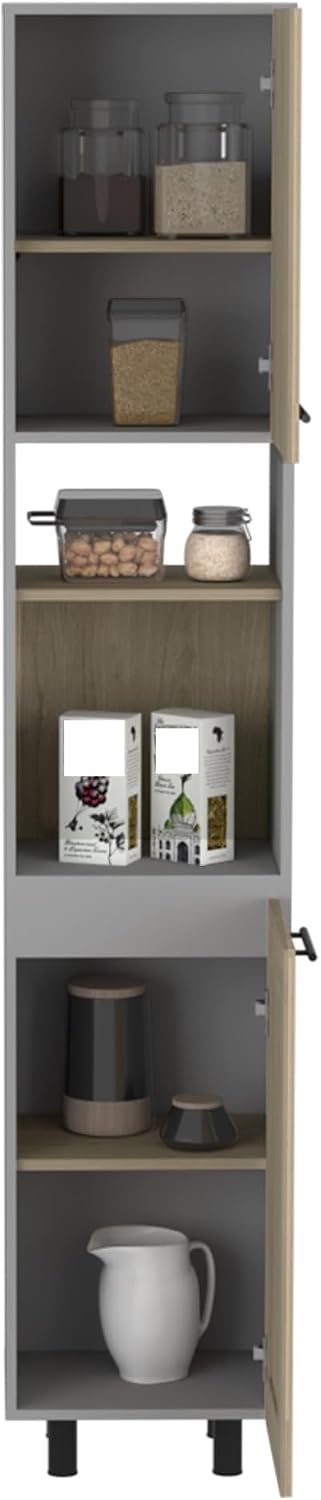 Kitchen Pantry, Double Door, Six Shelves -Light Pine,for Kitchen