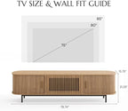 POVISON Fully-Assembled Mid Century Modern TV Stand for 75 inch TV, Sliding Door Entertainment Center with Storage, Wood TV Console, Media Console for Living Room Bedroom(Oak, 78.74")