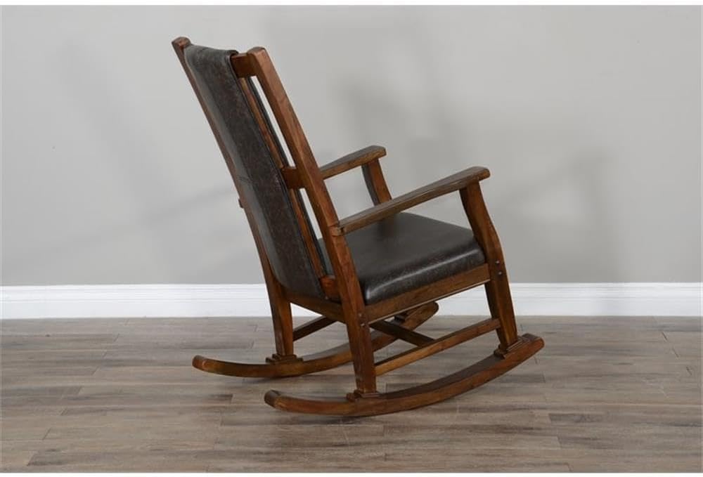 Pemberly Row Set of 2 Farmhouse Mahogany Wood Rocking Chair in Dark Brown
