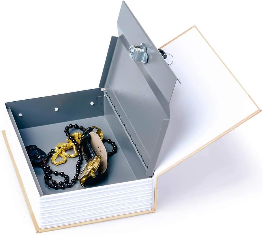Diversion Book Safe Storage Box (9.5"×6"×2.2"), Dictionary Secret Safe Can with Security Key Lock, Diversion Book Hidden Safe (Rose-Key)