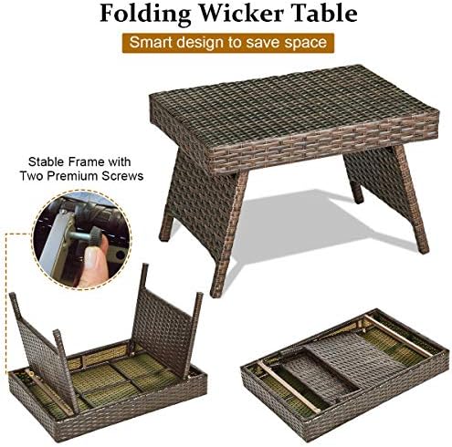Tangkula Outdoor Folding Wicker Side Table