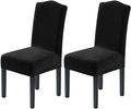 H.VERSAILTEX Velvet Dining Chair Covers Stretch Chair Covers for Dining Room Set of 2 Parson Chair Slipcovers Chair Protectors Covers Dining, Soft Thick Solid Velvet Fabric Washable, Black