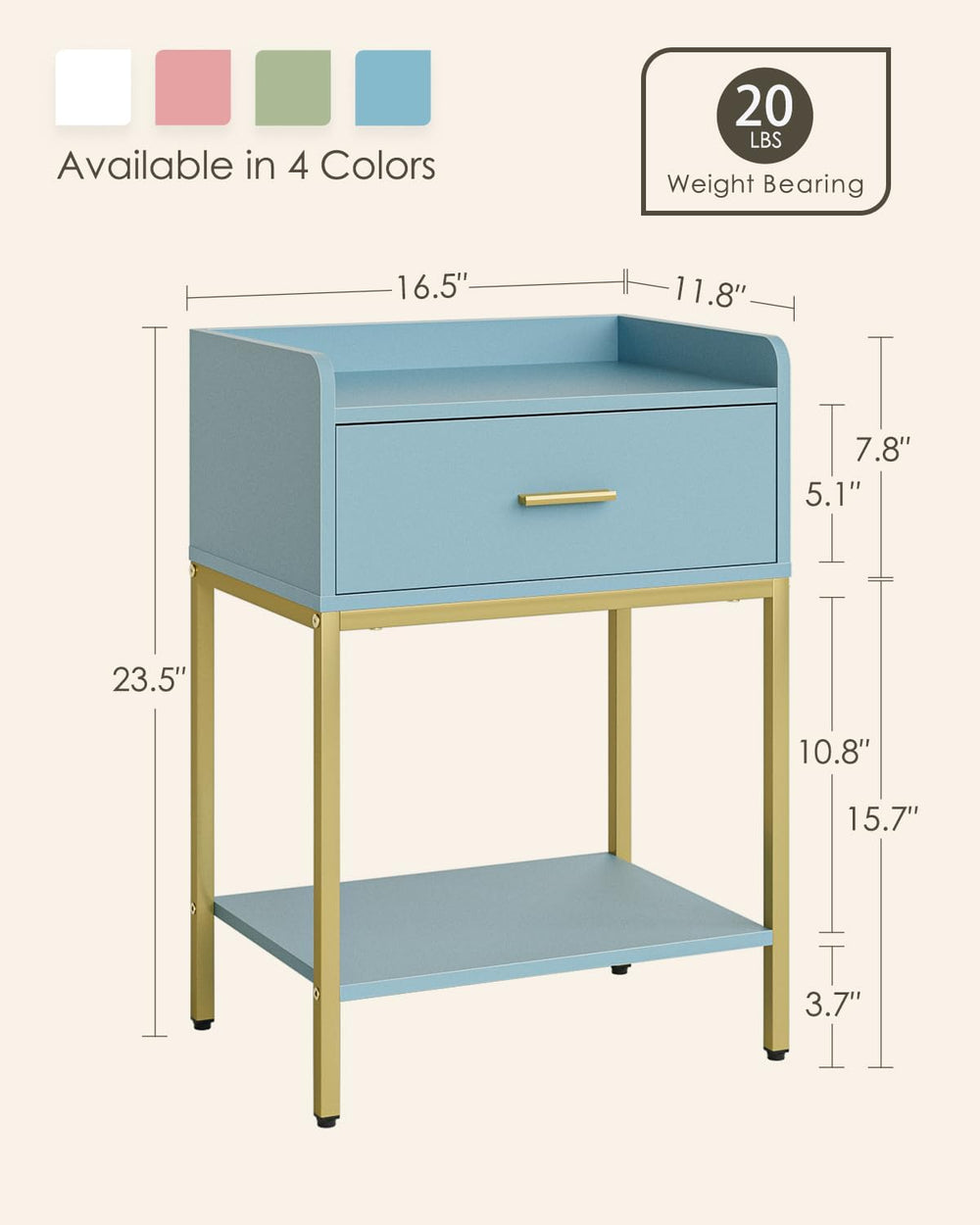 Masupu Nightstand,Bedside Table 3-Tier Modern Night Stand with Storage Drawer...
