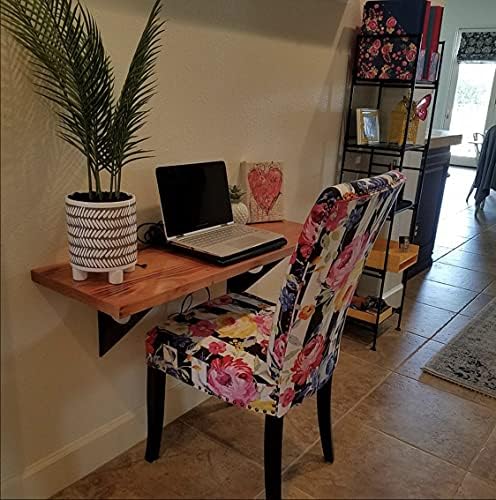 Industrial Rustic Wall-Mounted Table, Dining Table Desk, Pine Wood Wall-Mount...