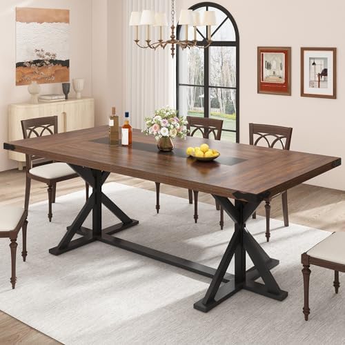 Hlivelood Dining Table for 6 8 People,Rectangular Kitchen Farmhouse Table W/W...