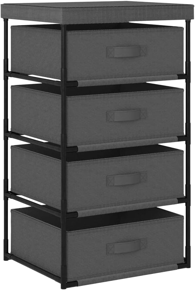 4-Tier Grey Steel Storage Rack w/Fabric Baskets 15"x17.7"x31.5&quot...