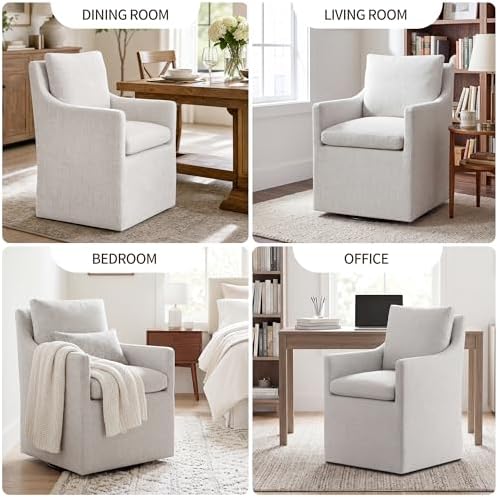 DUHOME Upholstered Dining Chair,Linen Accent Chair for Living Room,Single Sof...