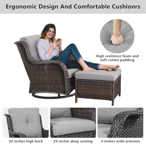 Belord Wicker Outdoor Furniture Patio Furniture Set - 6 Piece Patio Conversat...