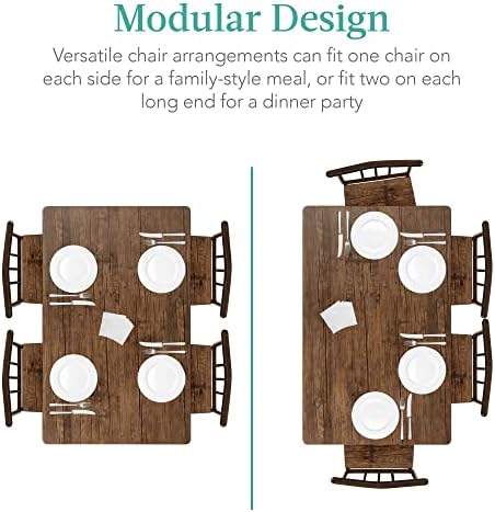 Best Choice Products 5-Piece Metal and Wood Indoor Modern Rectangular Dining ...