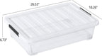 40 L Under Bed Plastic Storage Bins with Lids, Clear Underbed Storage Bin, 3 Pack