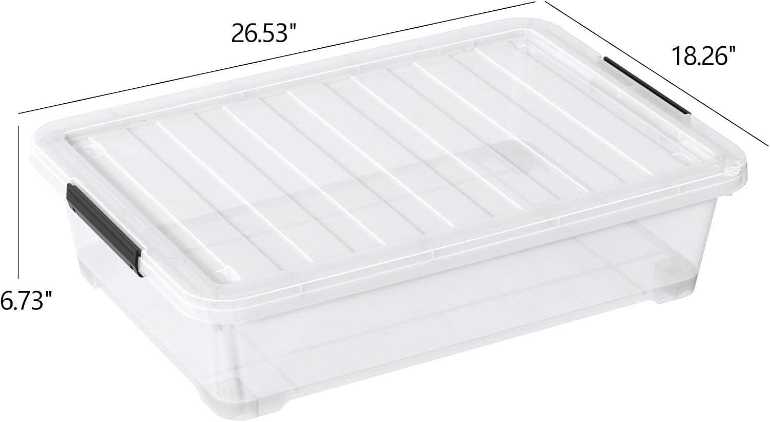 40 L Under Bed Plastic Storage Bins with Lids, Clear Underbed Storage Bin, 3 Pack