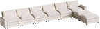 Homall 232" Modular Sectional Sofa, Oversized Sofa Couch with Reversible Ottoman, DIY Combination Chenille Deep 6-Seat Cloud Couch for Living Room, Apartment (White, Oversized Sofa)