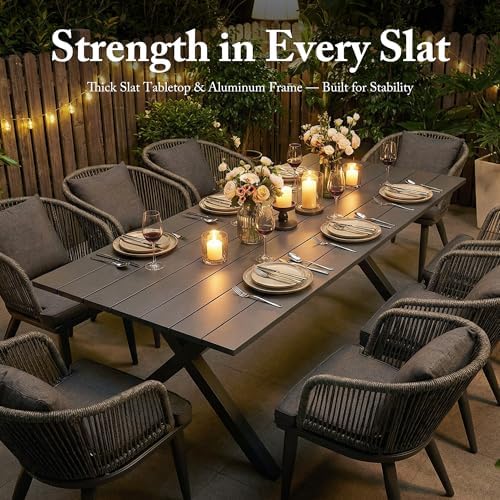 PURPLE LEAF 7 Pieces Patio Dining Set, Rectangular Table and Chairs, Grey