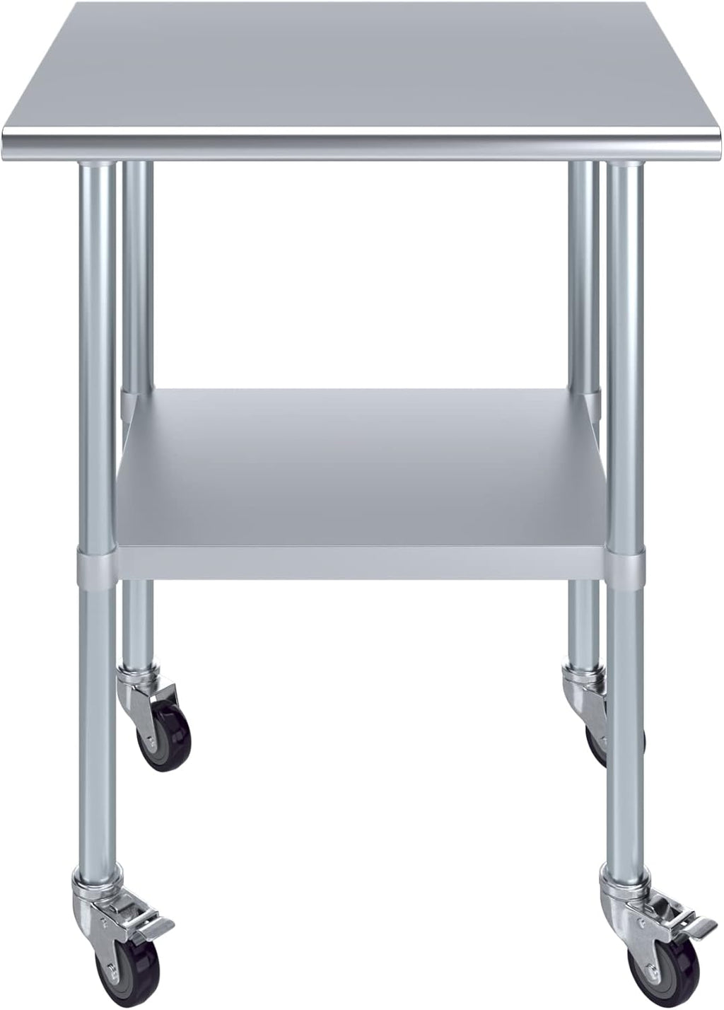 AmGood 24" x 30" Stainless Steel Work Table with Casters | Heavy Duty Metal Utility Table On Wheels | Kitchen Island Cart