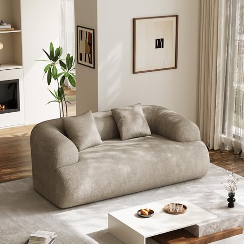 75" Cloud Loveseat, Modern Cute Curved Chenille Sofa, 2 Seater Compressi...