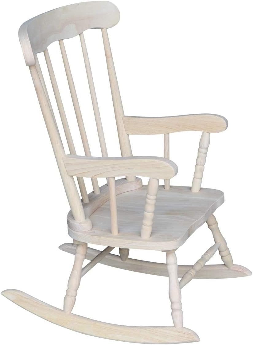 Rosebery Kids Traditional Solid Hardwood Rocking Chair, Natural Finish, 29.5" H x 20.47" W x 21.85" D, Durable Wooden Construction, Ready to Assemble, Perfect for Children's Room Seating