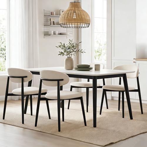 UVV Dining Chairs Set of 4, Metal Kitchen Chairs with Modern Fabric Upholster...