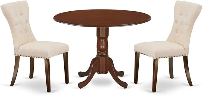 East West Furniture DLGA3-MAH-32 3 Piece Modern Dining Table Set Contains a R...