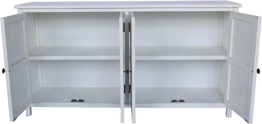 Mid-Century Accent Cabinet with 4 Doors, Rustic Sideboard Pantry Cabinet, for...