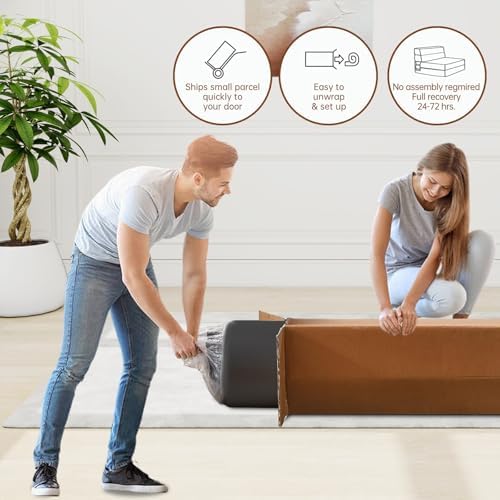 Nigoone Queen Size Folding Sofa Couch Memory Foam with 2 Pillows Sleeper Chai...