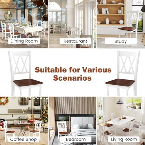 GOFLAME Wooden Dining Chairs Set of 4, Farmhouse Kitchen Side Chairs with Erg...