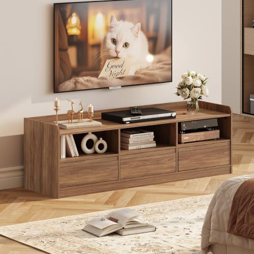 FATORRI Coffee Table and TV Stand Bundle for Living Room, Walnut TV Console E...