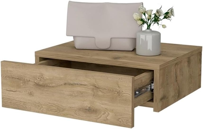 Vienna 1-Drawer Manufactured Wood Floating Nightstand, Macadamia