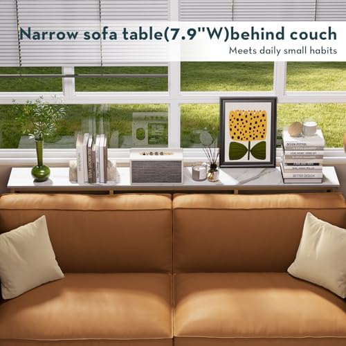 WOHOMO 63 in Entryway Table Modern Sofa Table with Shelves White Gold | 12 In...