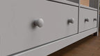 Handcrafted Solid Oak TV Stand Entertainment Center - Elegant Gray Media Console with Spacious Storage Drawers & Open Shelves - Sturdy Wood Cabinet Fits TVs up to 55 Inches