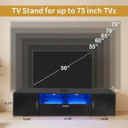 63 Inch Black TV Stand with 16-Color LED Lights, Classic Modern Entertainment Center with Horizontal Drawer & Side Cabinets for TVs up to 75 Inches, Wood Media Console