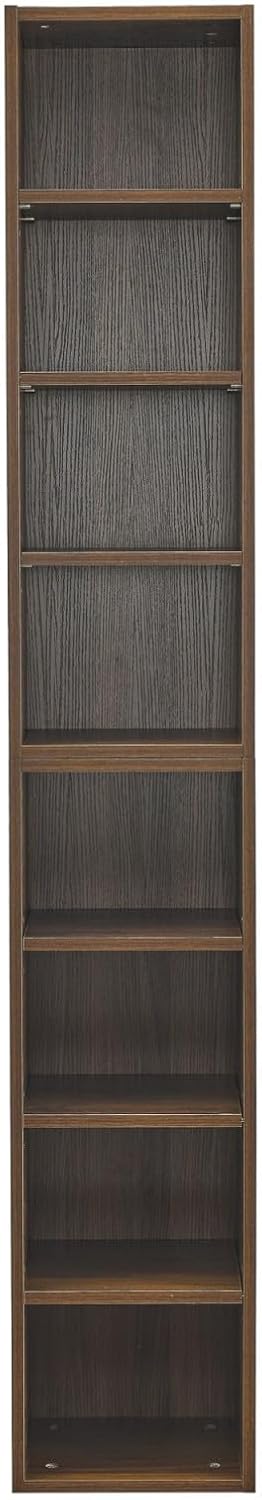 8-Tier CD Storage Cabinet, Slim DVD Shelf Narrow Bookshelf, Disassembled CD DVD Media Tower Rack with Adjustable Shelves for Home Office 11.6l'' x 9.25w'' x 70.8h'' Walnut