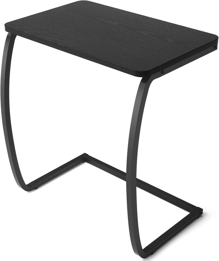 SRIWATANA Black C Shaped Side Table, Vintage End Table for Sofa Couch Bed