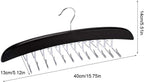 Wooden Tie Hanger,24 Tie Organizer Rack Hanger Holder Hook (Black, 24 Hooks)