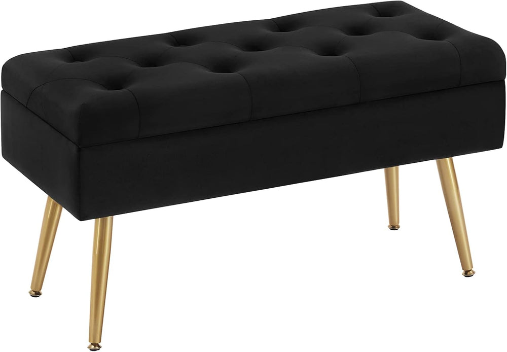 Gitrah Storage Bench Entryway Bench End of Bed Bench Ottoman Upholstered Velv...