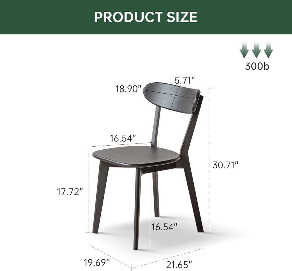 Dining Chairs, Kitchen Chairs, 100% Oak Solid Wood Modern Chair with Curved B...